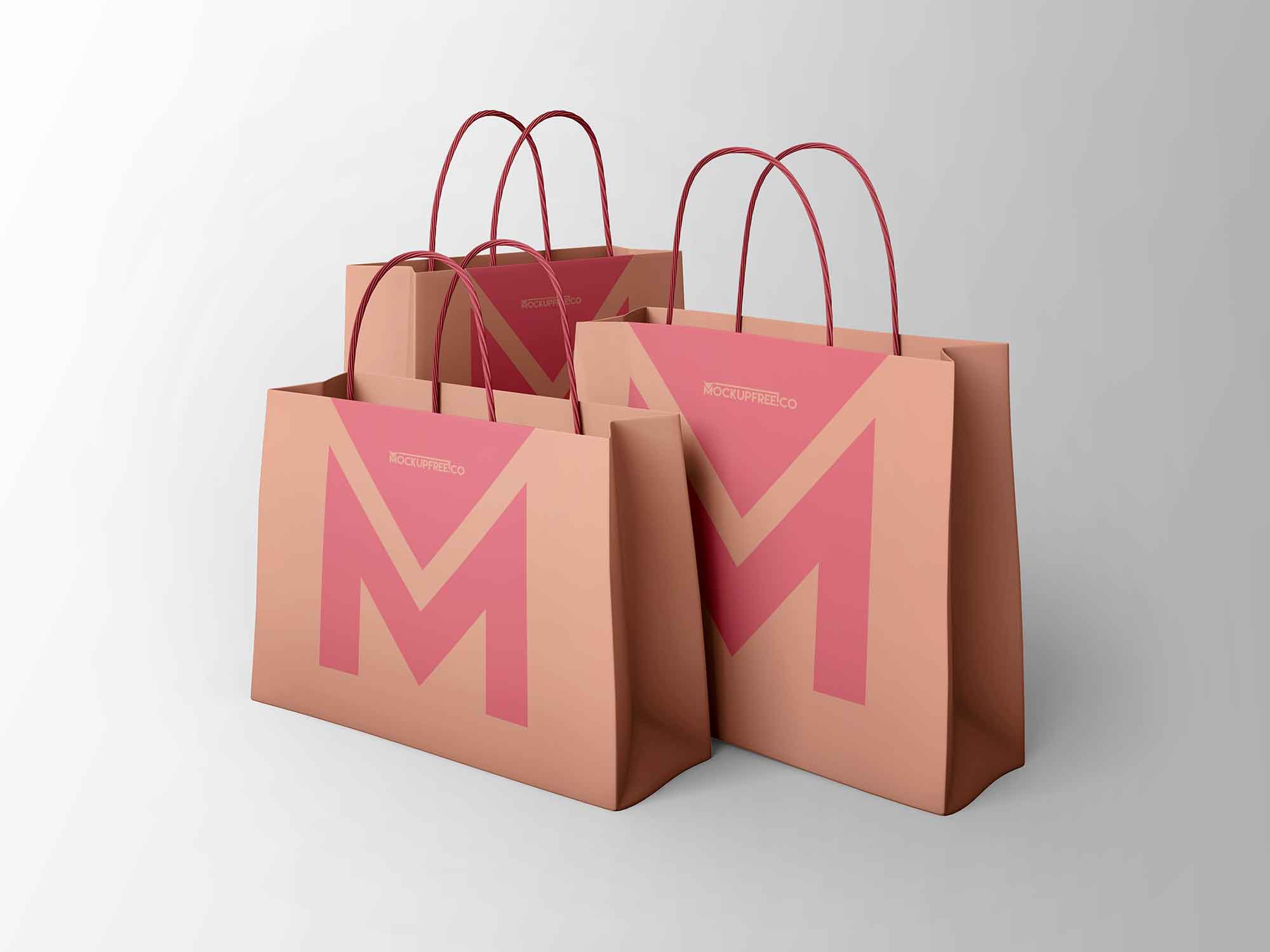 3 Paper Bags Mockup