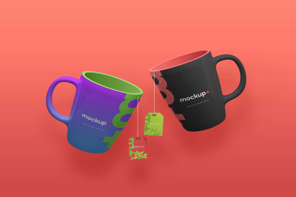 Ceramic Mugs & Tea Labels Mockup