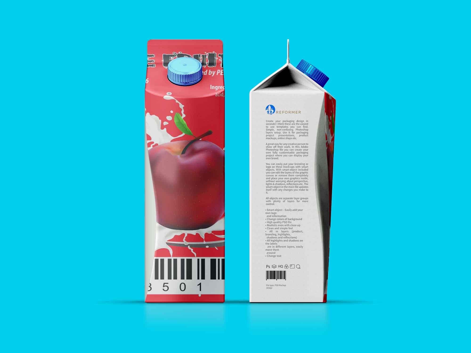 Download Carton Juice Box PSD Mockup (Free) by EyMockup