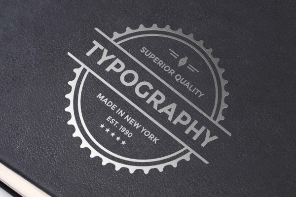 Silver Foil Logo Mockup on Leather Background