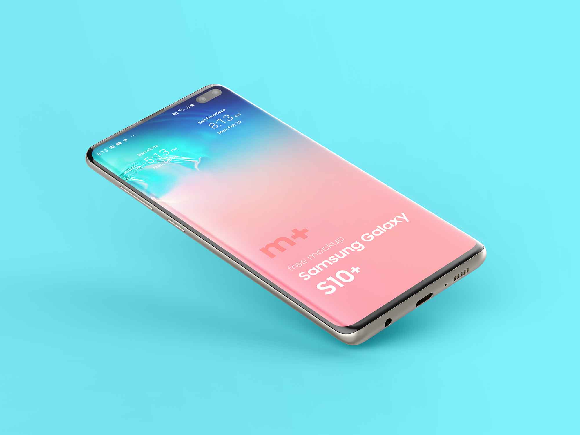 Tilting Samsung Galaxy S10+ Mockup