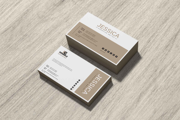 Business Card on Wood Mockup