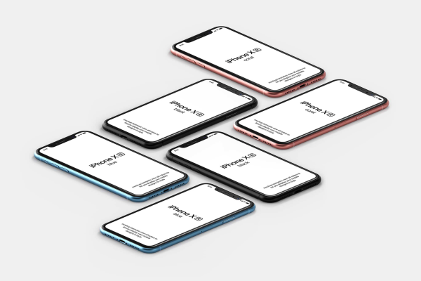 iPhone XR Isometric Mockup