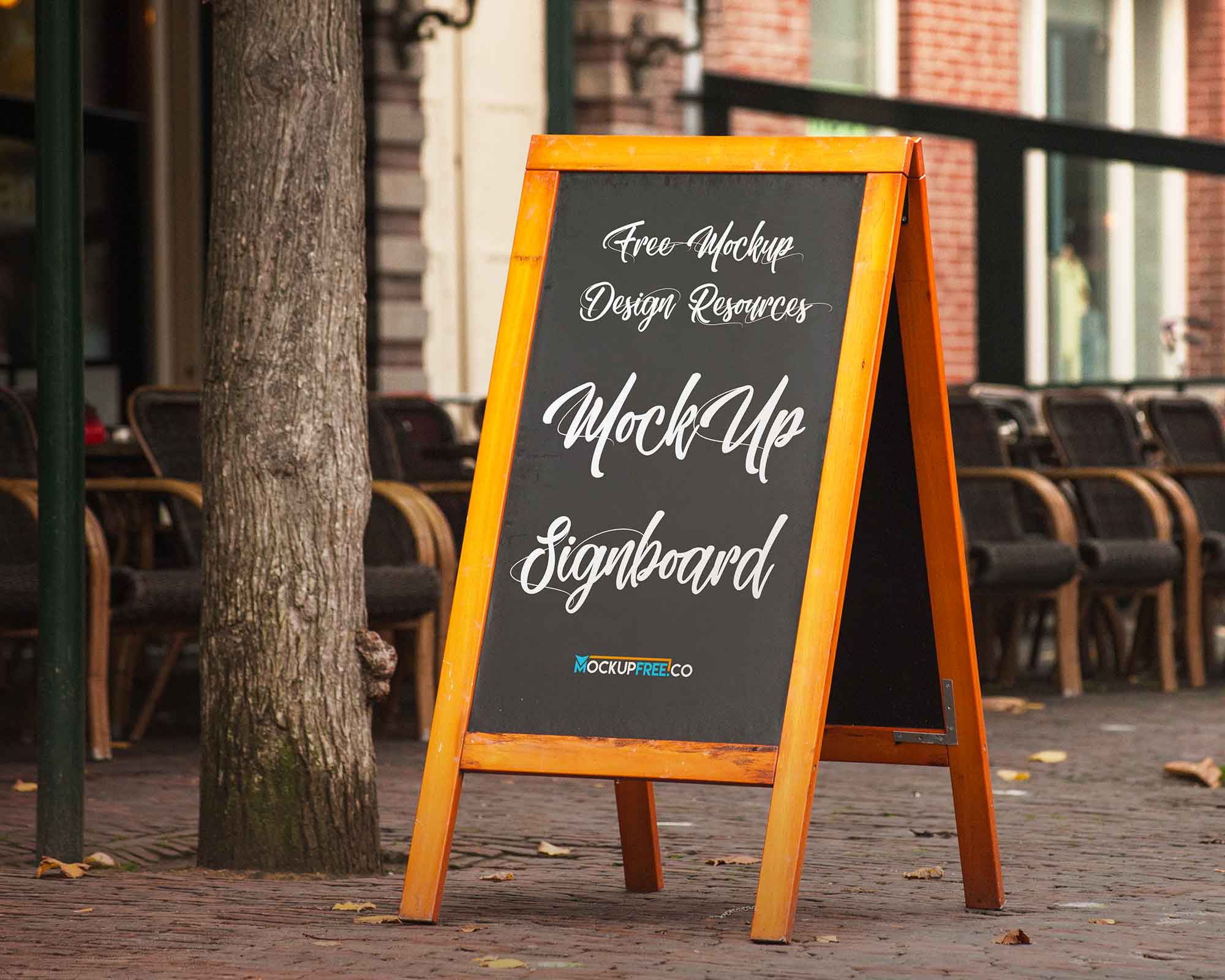 Wooden Edges Signboard Mockup
