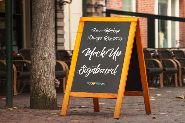 Wooden Edges Signboard Mockup