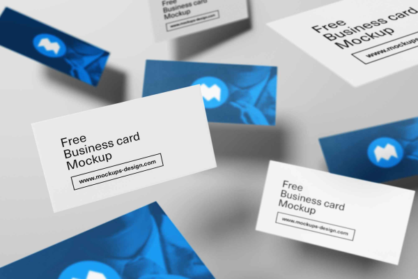 Flying Business Cards Mockup