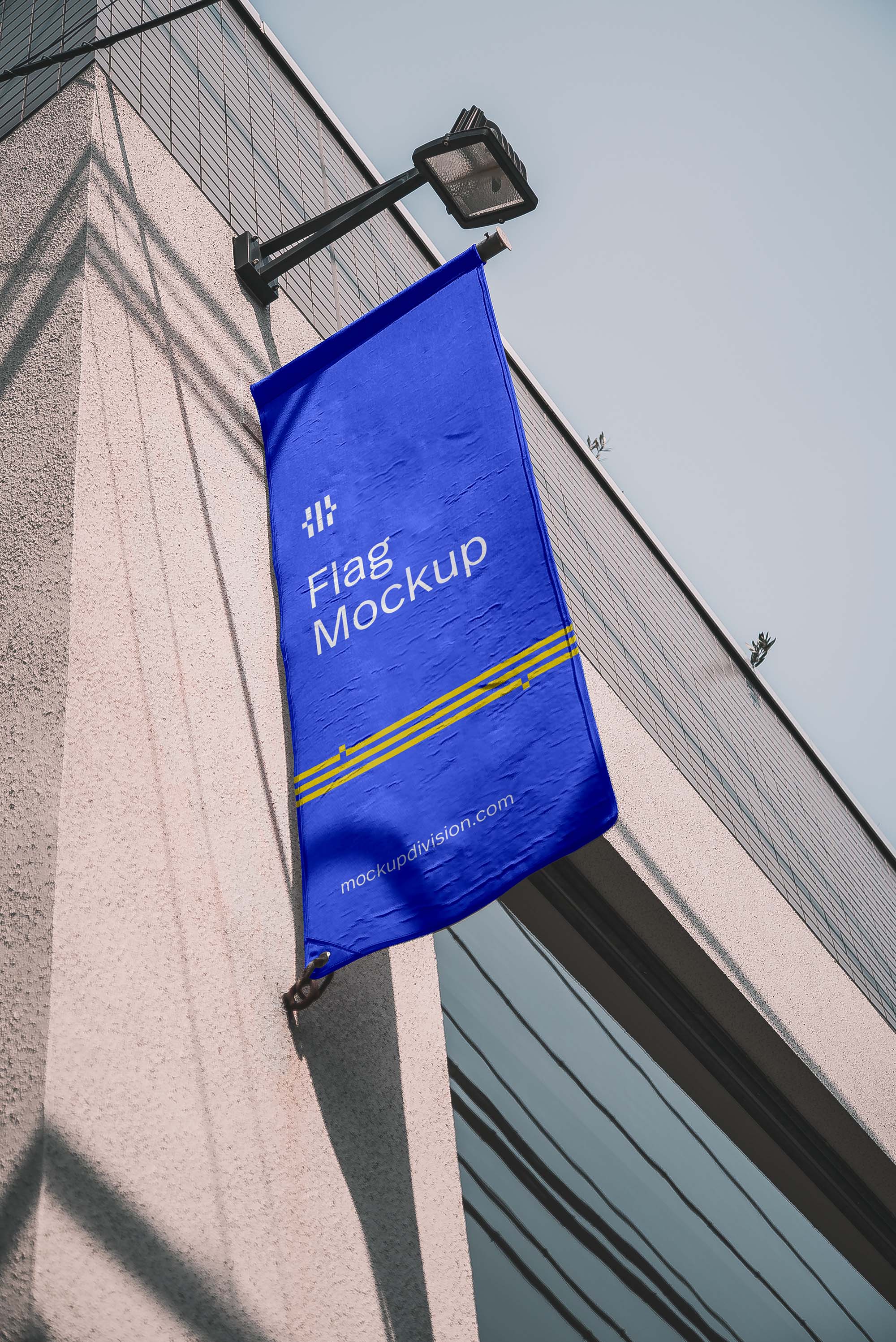 Vertical Flag on Building Mockup