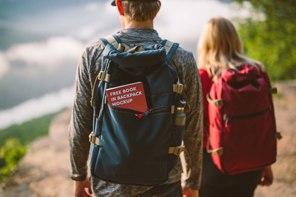 Book in Backpack Mockup