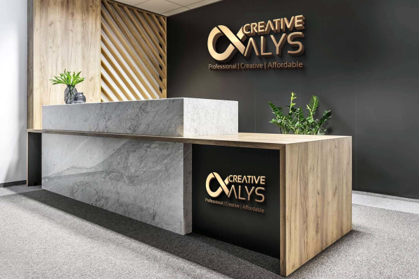 Office Reception 3D Logo Mockup