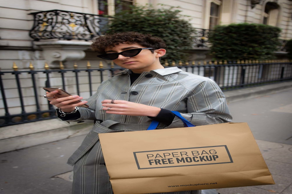 Realistic Paper Bag Mockup
