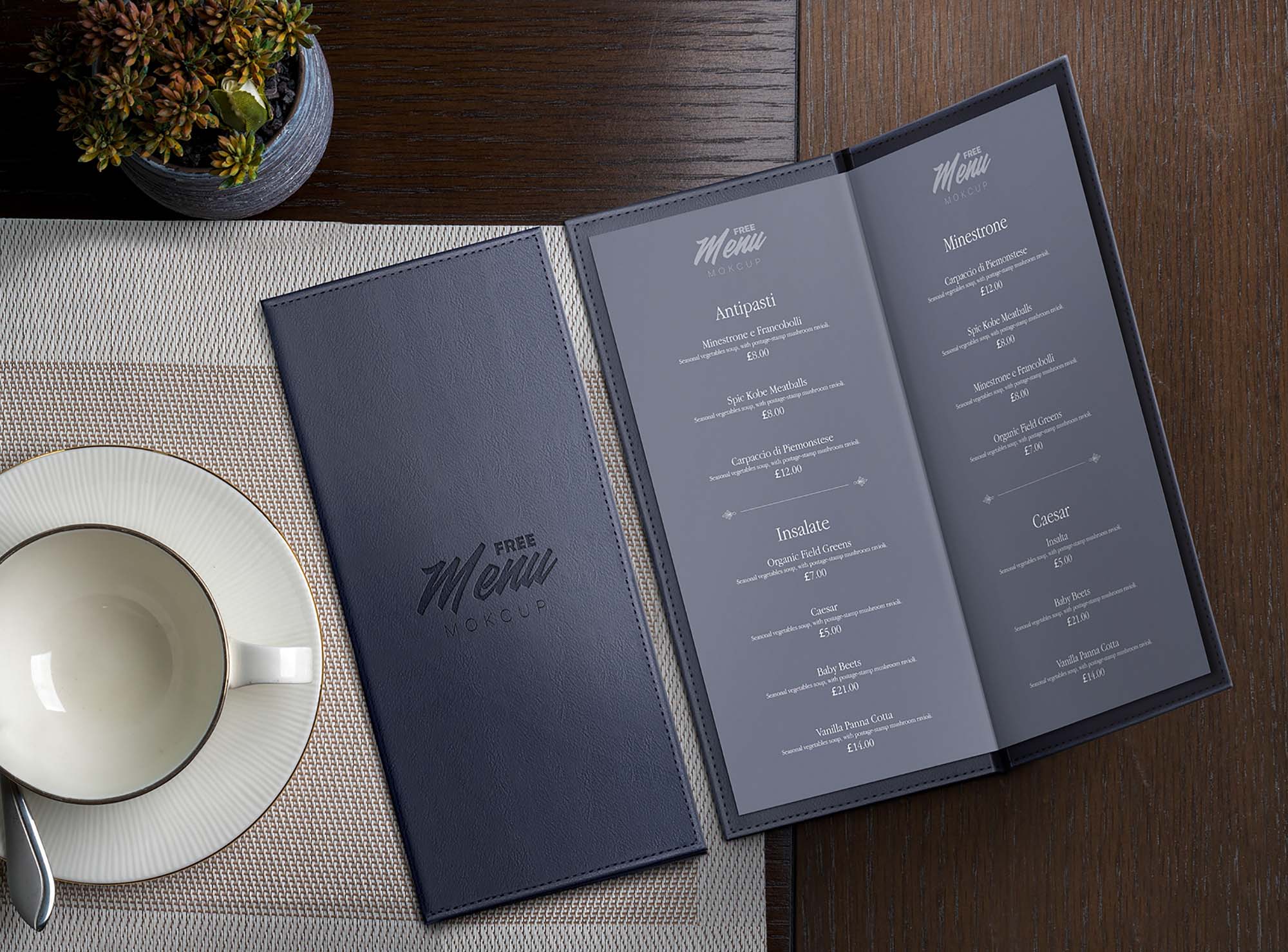 Leather Restaurant Menu Mockup