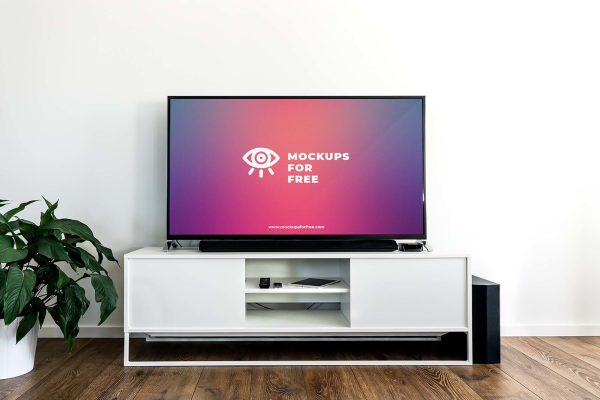 Smart TV on Table Mockup