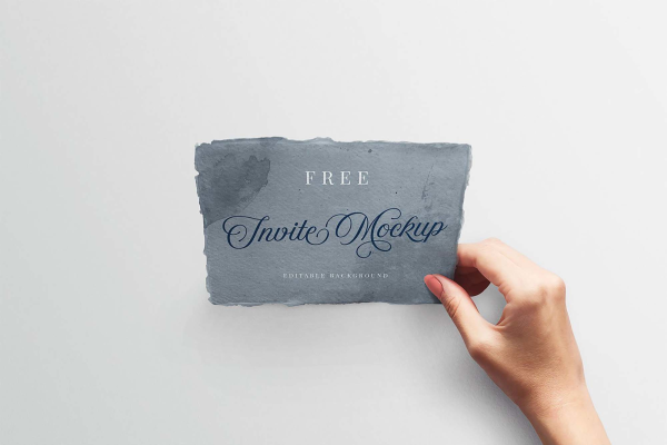 Modern Wedding Invitation with Hand Mockup