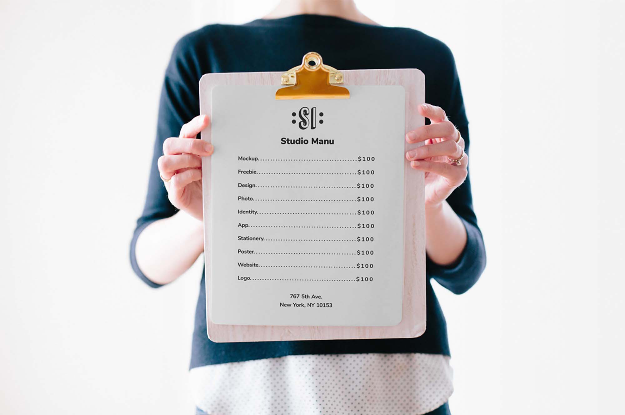 Clipboard in Hand Mockup