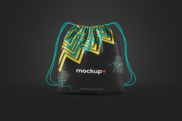 Black Drawstring Bag Mockup