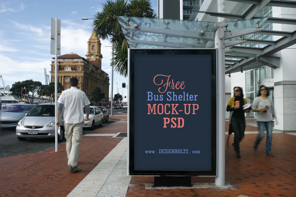Top Bus Shelter Advertising Mockup