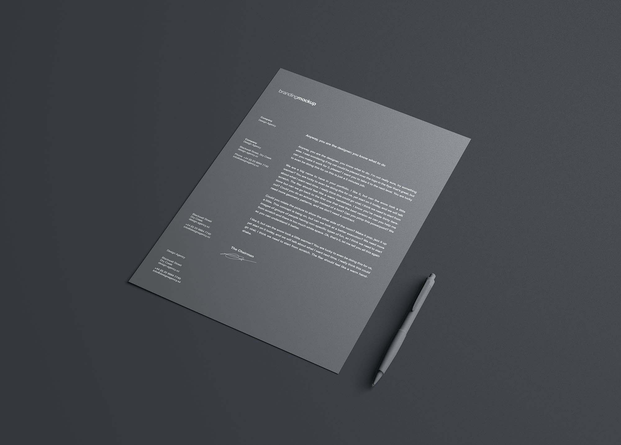 Simple Black Letterhead Mockup