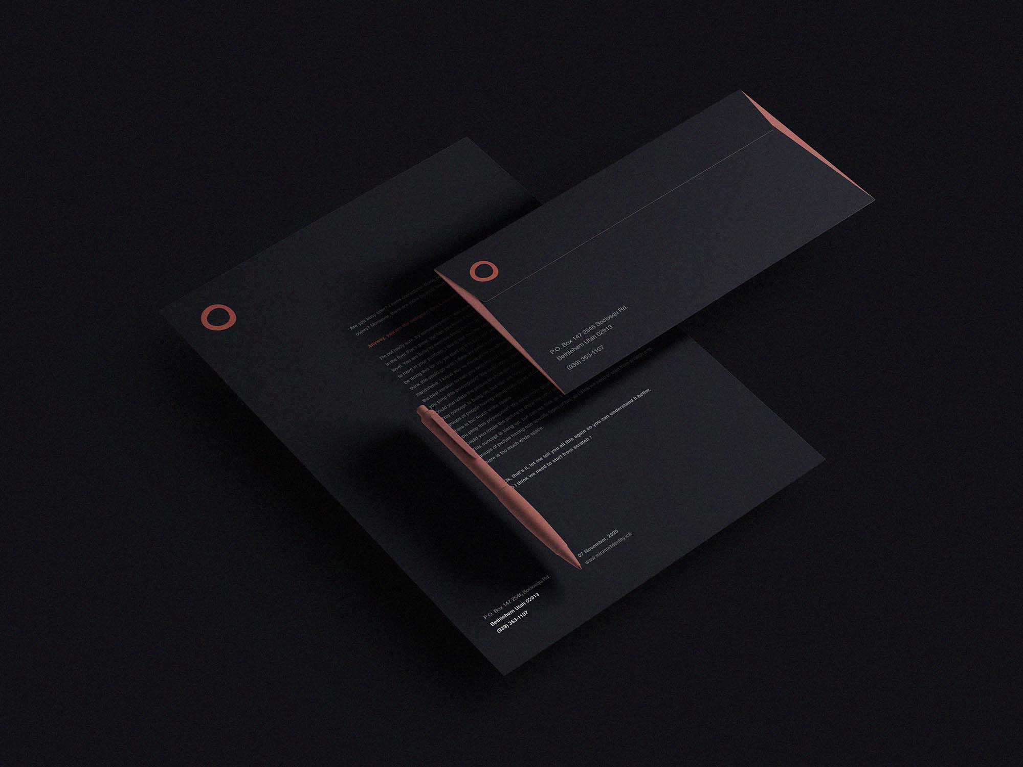 Dark Floating Identity Mockup