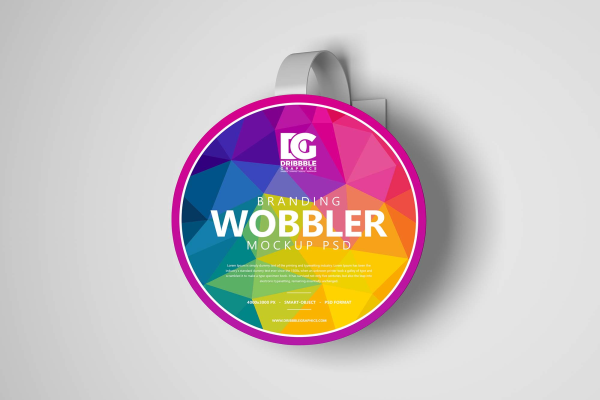 Wobbler Hanging on Wall Mockup