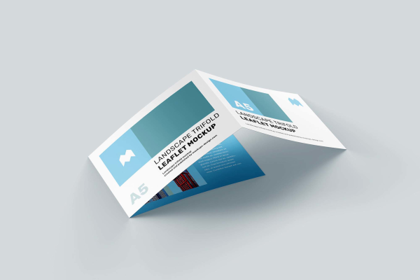 Landscape Trifold Leaflet Mockup