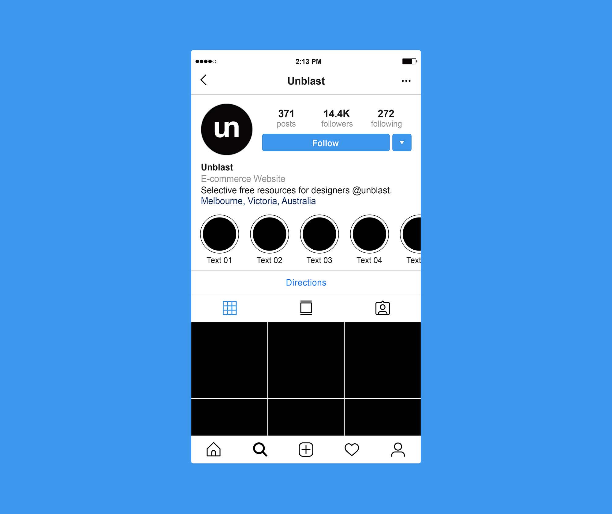 Simple Instagram Profile Page Mockup