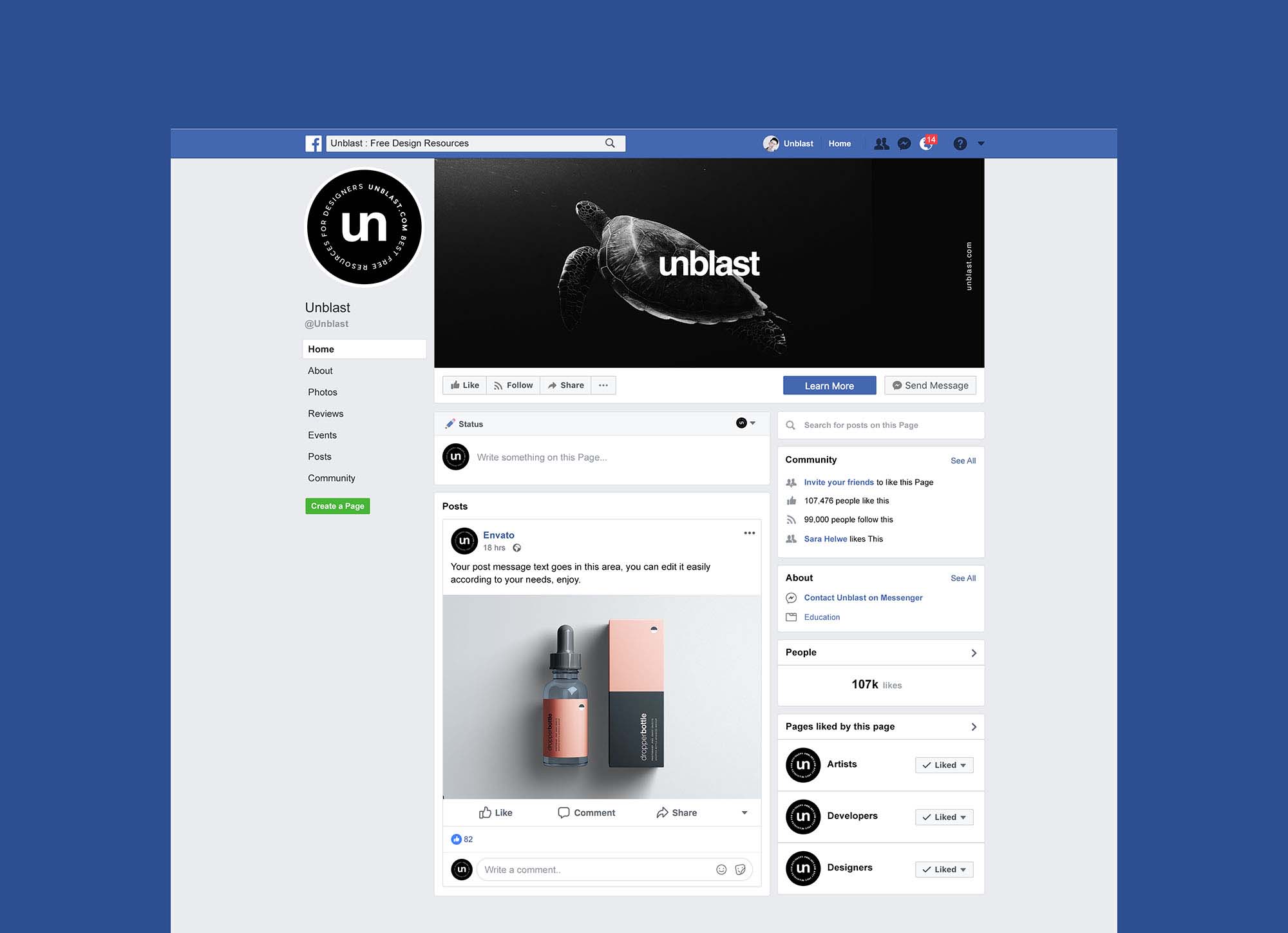 Typical Facebook Page Mockup