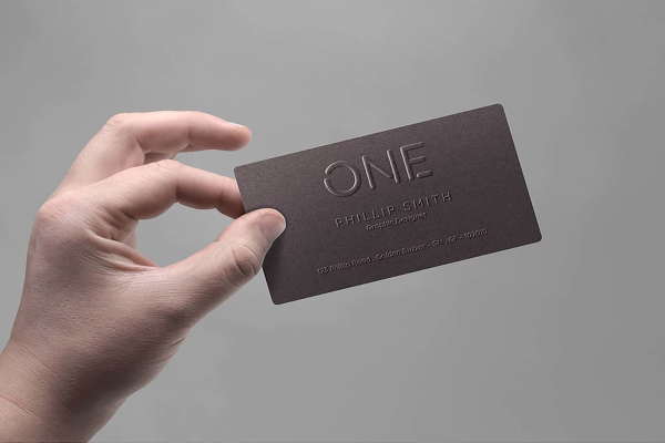 Realistic Hand Held Business Card Mockup