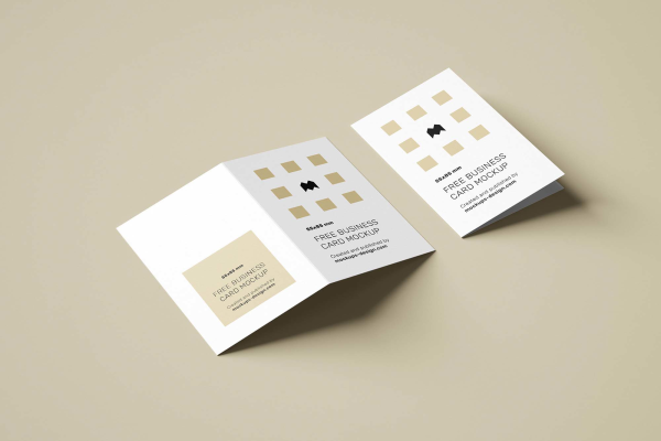 Folded Business Card Mockup