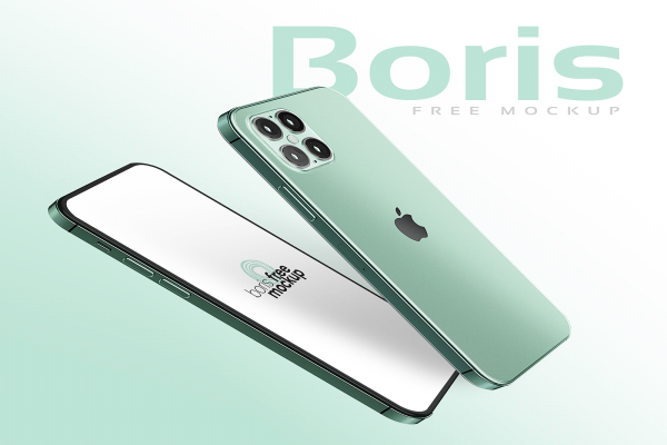 Green iPhone 12 Mockup by Boris Mockup