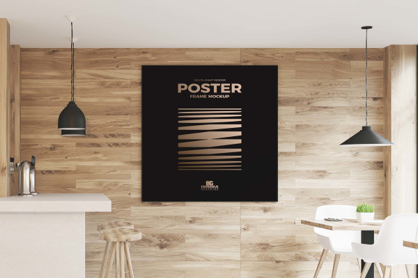 Indoor Restaurant Wall Poster Mockup