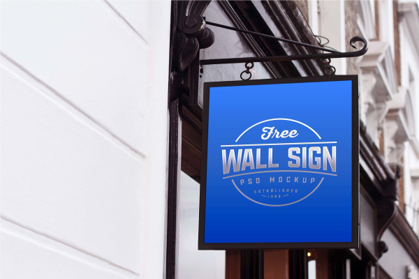 Wall Mounted Sign Mockup