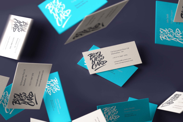 New Falling Business Cards Mockup
