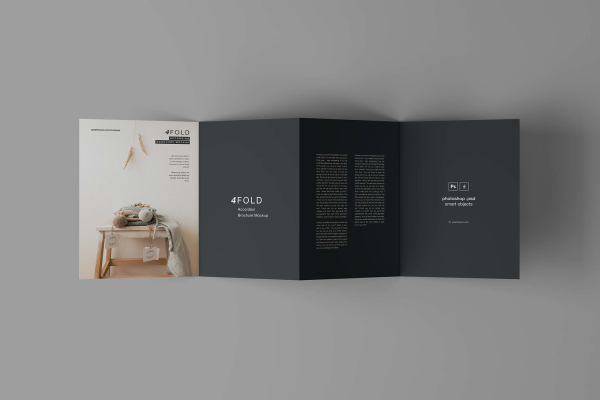 Accordion Fold Black Brochure Mockup