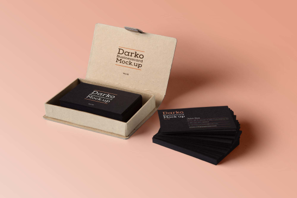 Business Card and Cardboard Box Mockup