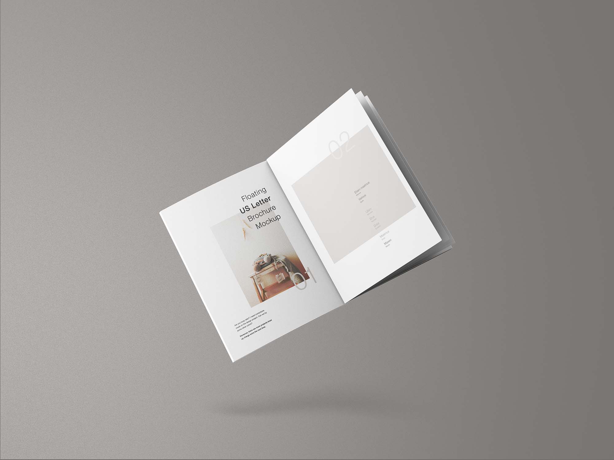 Minimal Floating US Letter Brochure Mockup