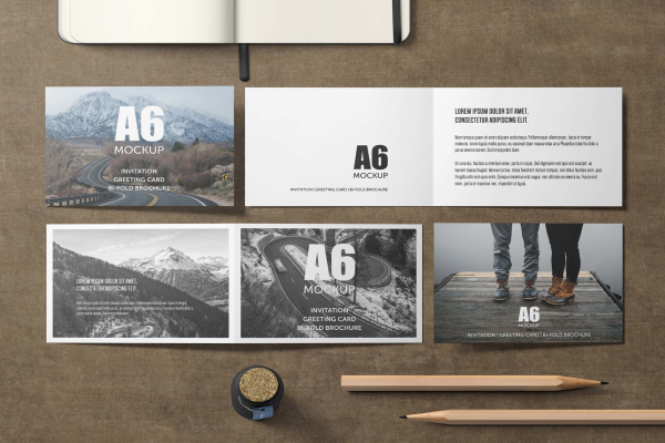 A6 Bifold Invitation Card Mockup