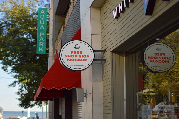 Wall Shop Sign Design Mockup