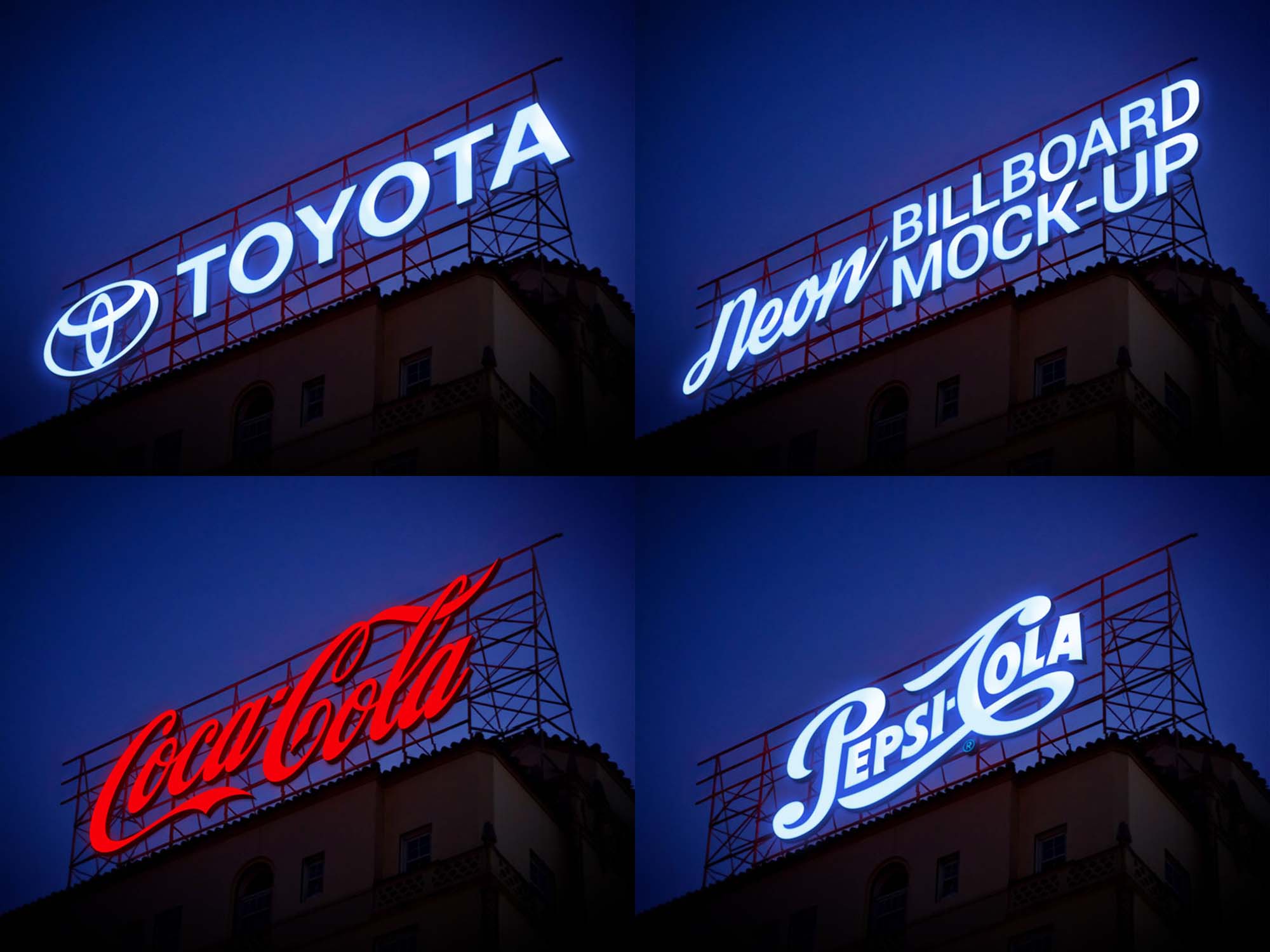 Neon Sign Billboard Mockup