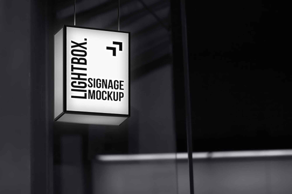 Hanging Lightbox Signage Mockup