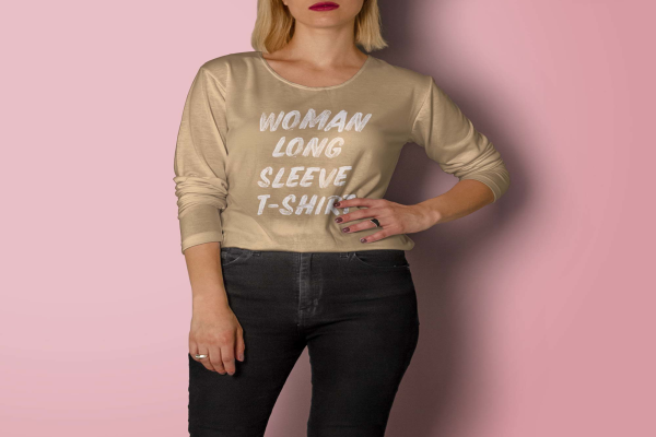 Woman Long Sleeve T-Shirt Mockup