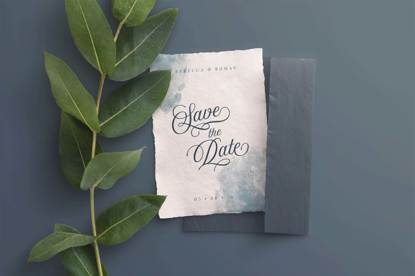 Craft Wedding Invite and Envelope Mockup