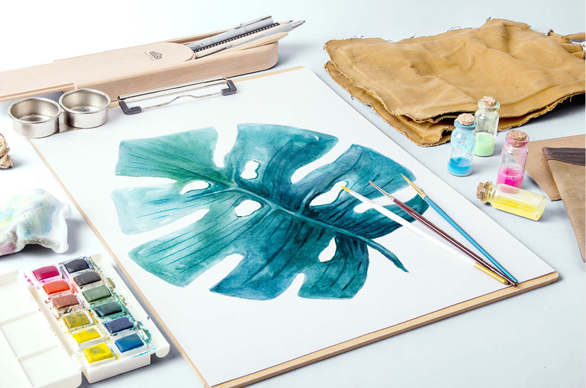 Monstera Plant Watercolor Mockup