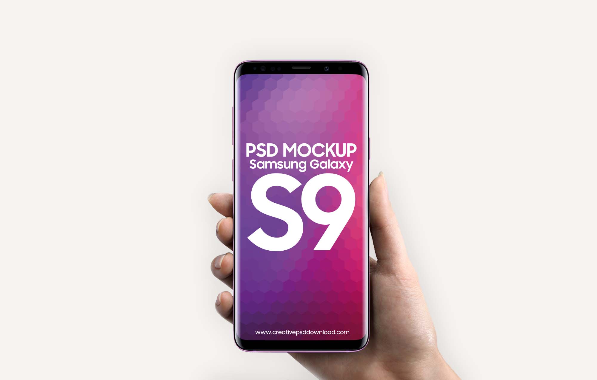 New Samsung Galaxy S9 in Hand Mockup