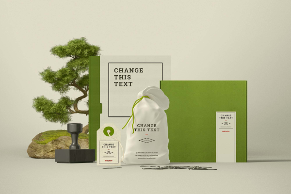 Brand Template Book, Tag, Bag and Box Mockup