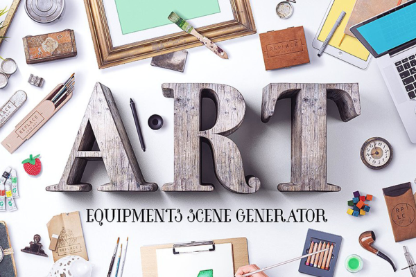 Art Equipments Scene Mockup