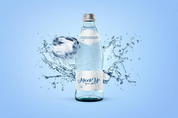 Glass Water Bottle Mockup