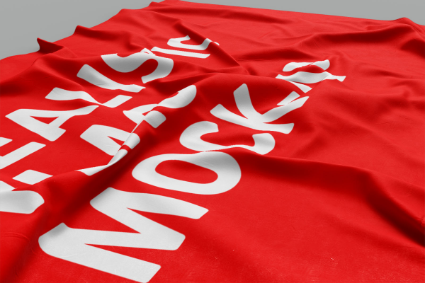 Wrinkled Flag on Floor Mockup