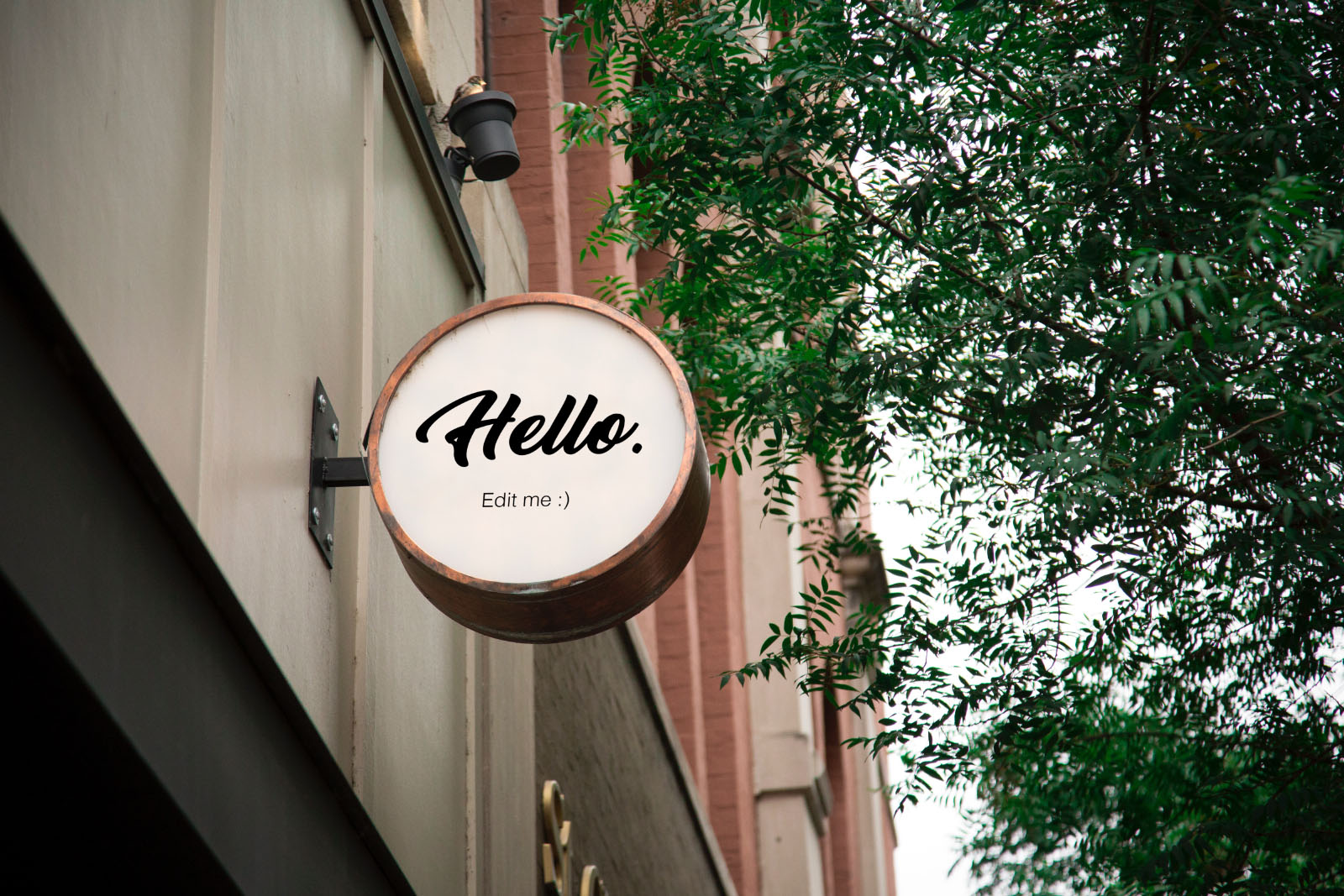 Round Wall Sign Mockup