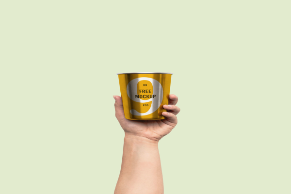 Hand Holding Metal Cup Mockups