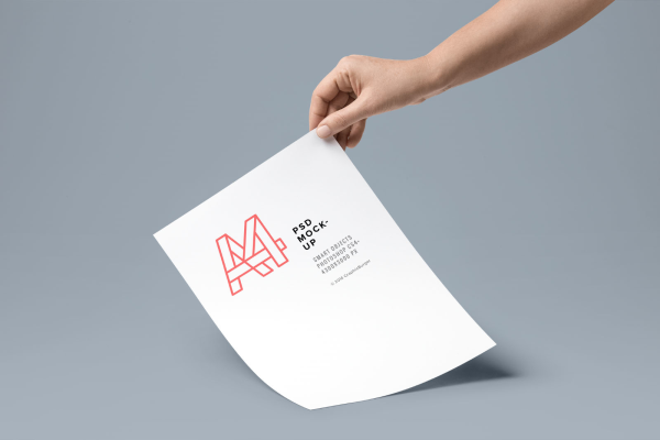 Handheld A4 Paper Mockup